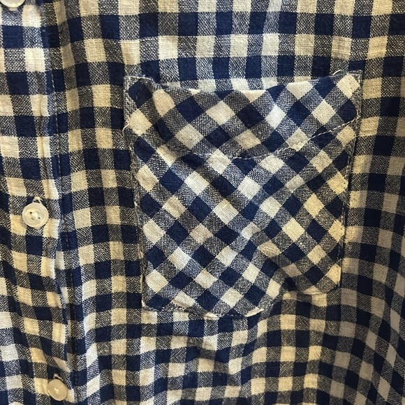 Rails Val Long Sleeve Blue White Gingham Linen Rayon Front Tie Blouse Small - Picture 4 of 9
